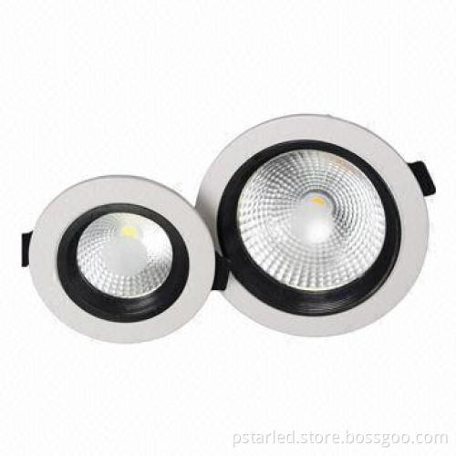 Recessed TUV COB Downlight with >0.95PE, >80CRI, CE/RoHS Certificates, High Efficiency/Energy-saving